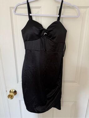 Madden NYC black satin mini dress